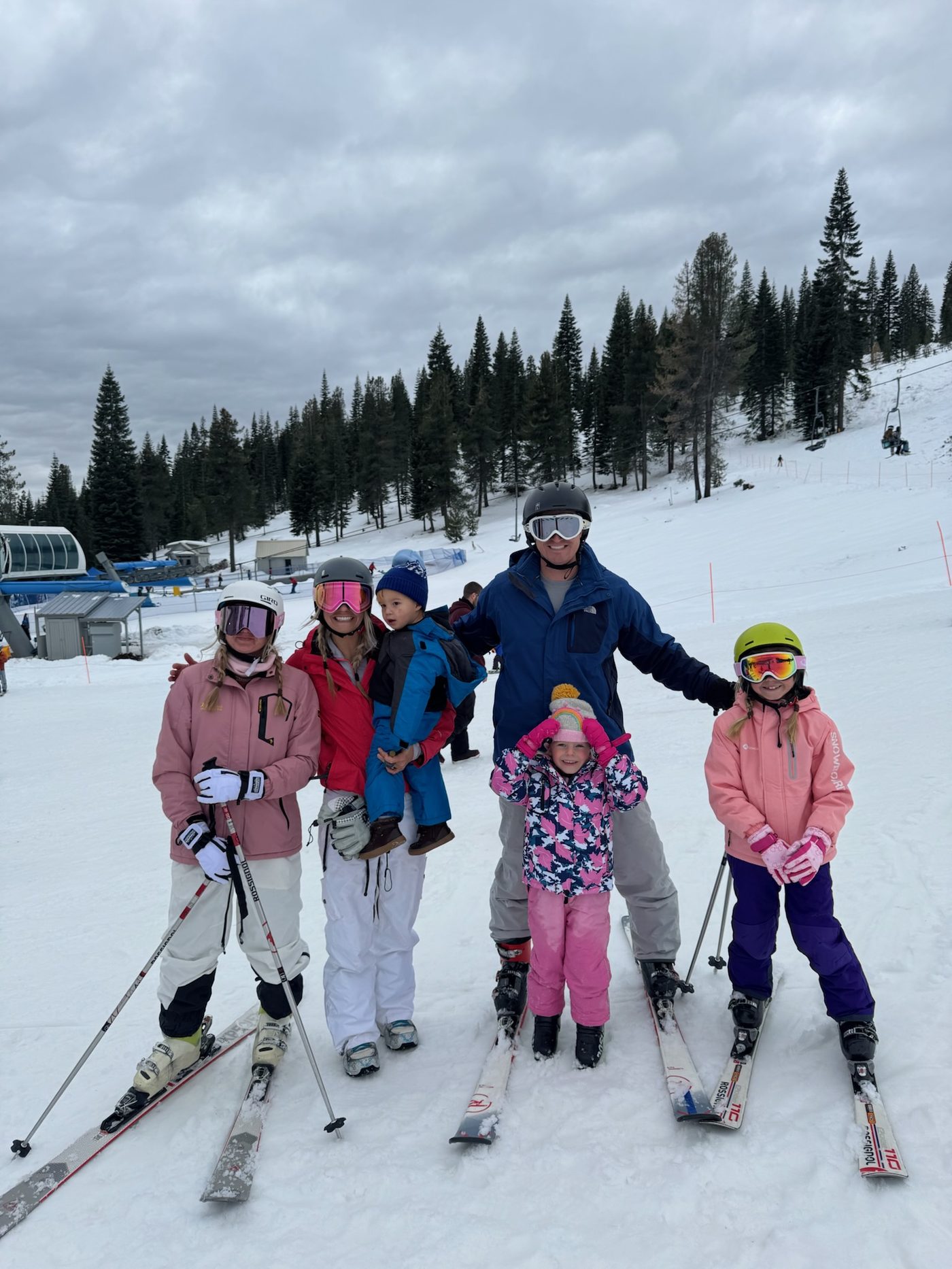 Caleb Overton and family skiing near Lake Tahoe