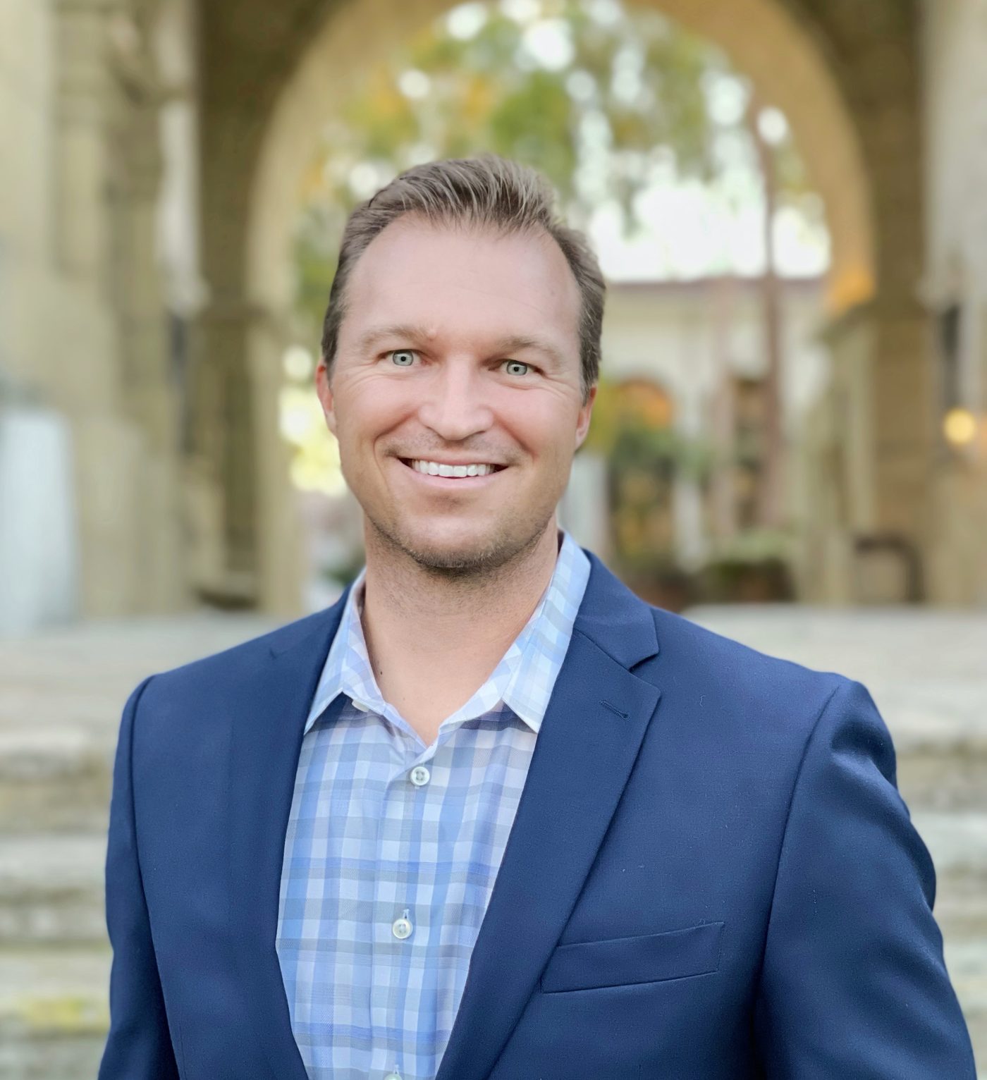 Caleb Overton, Santa Barbara real estate agent with Berkshire Hathaway HomeServices, at the Santa Barbara Courthouse